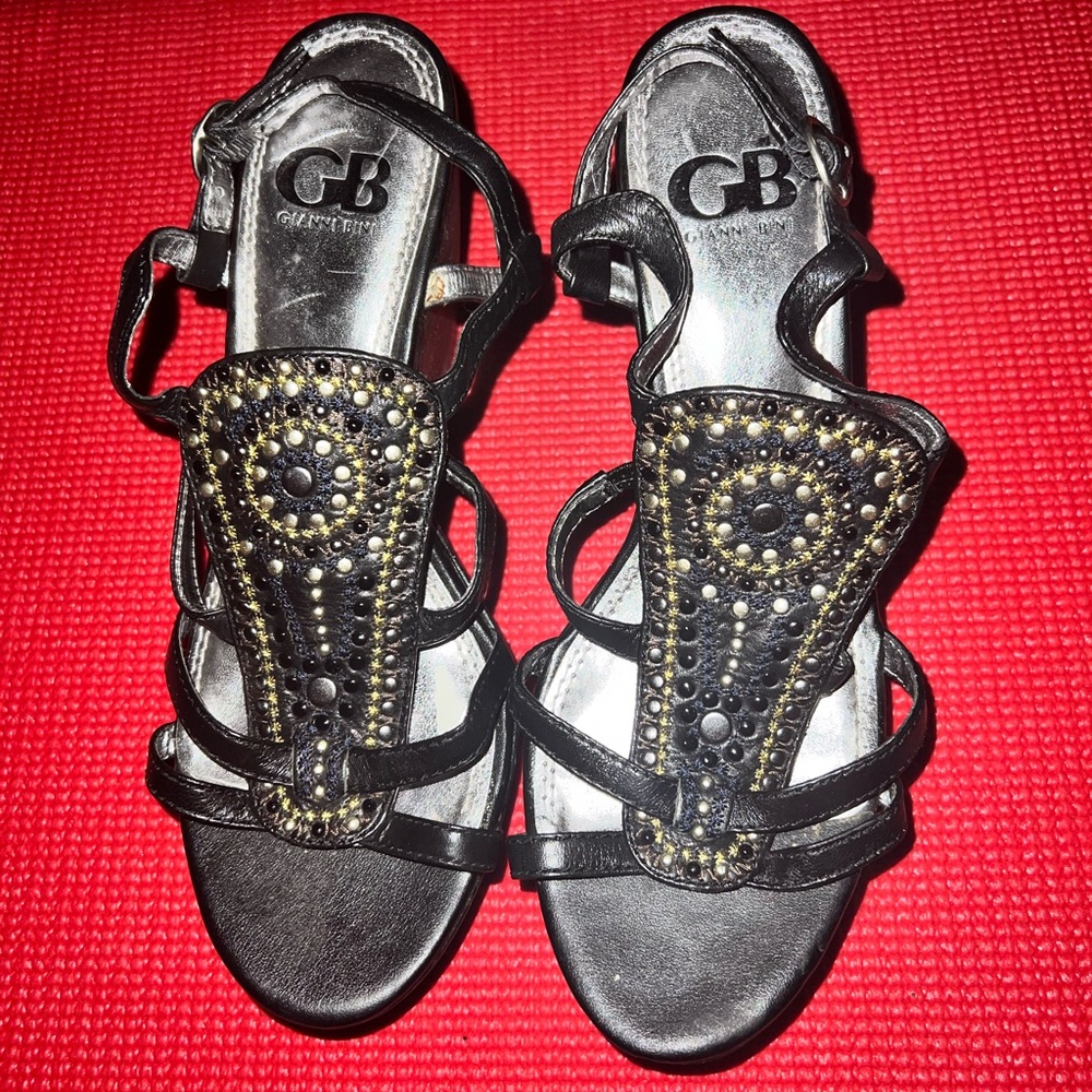 Black Studded Wedges